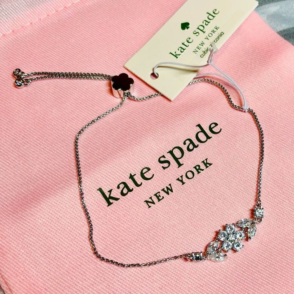 NWT Kate Spade Gleaming Gardenia Flower Slider Bracelet